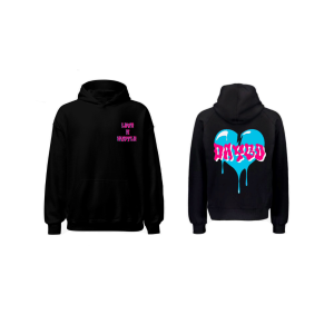 Retro Wave - Black hoodie Baby Blue/Pink
