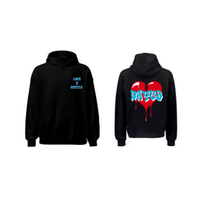 Retro Wave - Black Hoodie Red/Baby Blue