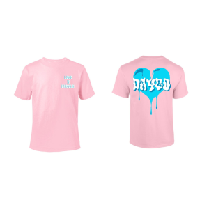 Retro wave - Pink Shirt Baby Blue/White