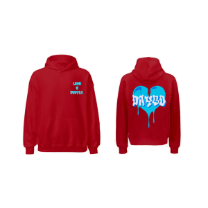 Retro Wave - Red Hoodie Baby Blue/White