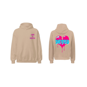 Retro Wave - Tan Hoodie Pink/Baby Blue