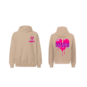 Retro Wave - Tan Hoodie Pink/Purple