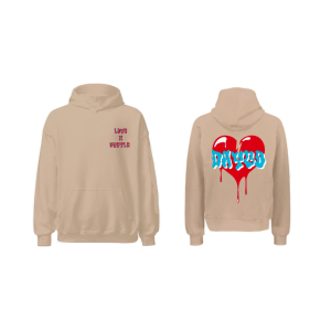 Retro Wave - Tan Hoodie Red/Baby Blue