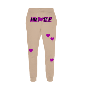 Hustle Heart - Tan/Purple/Black Sweatpants