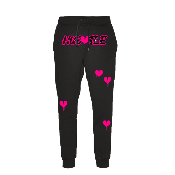 Hustle Heart - Black/Pink Sweatpants