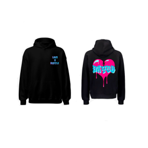 Retro Wave - Black Hoodie Pink/Baby Blue